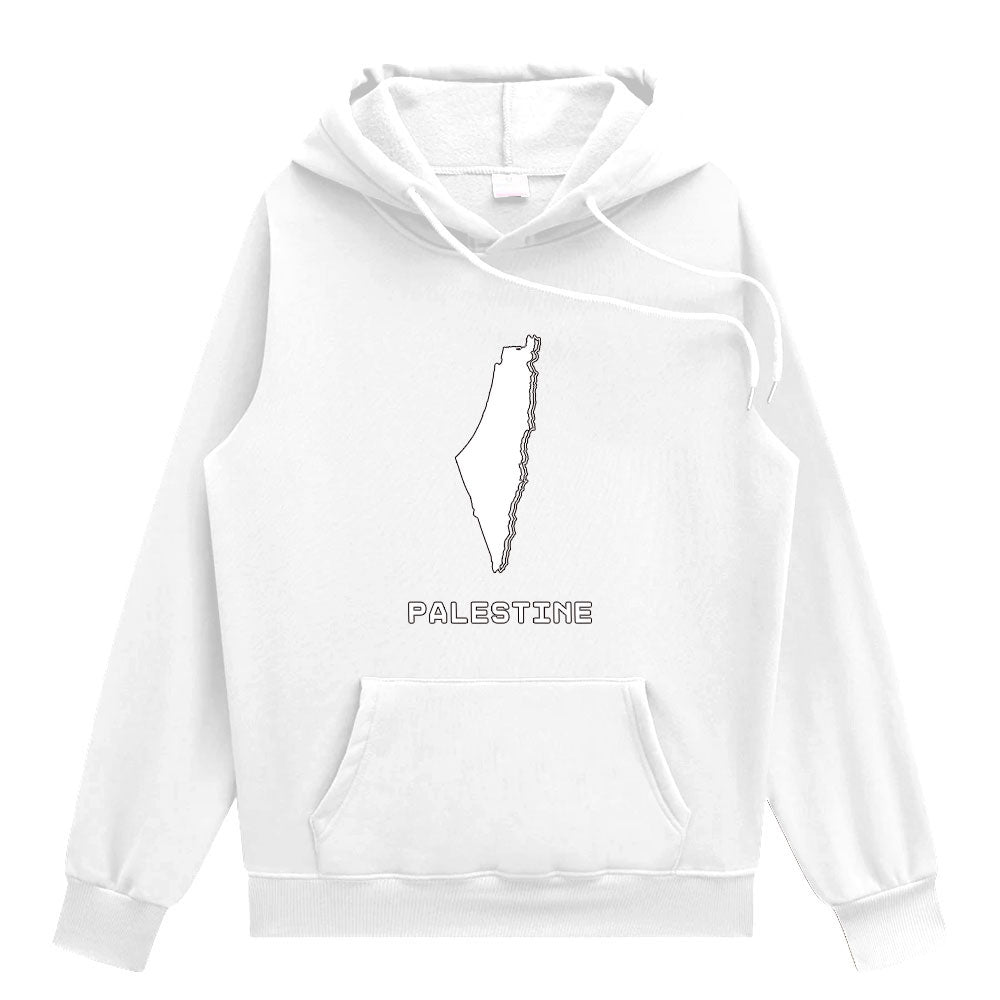 White / XS Palestine with Geography Hoodie | Project Palestine