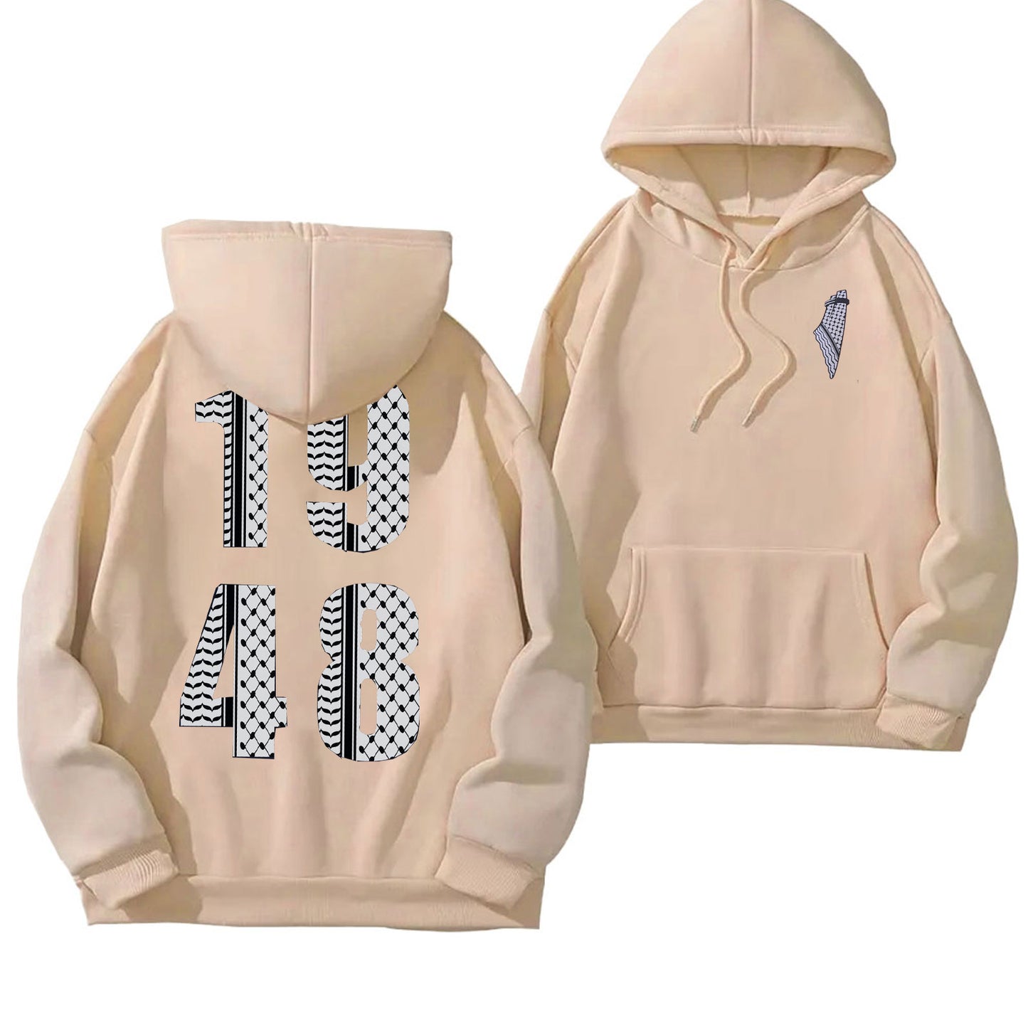 Khaki / XS 1948 Keffiyeh Hoodie | Project Palestine