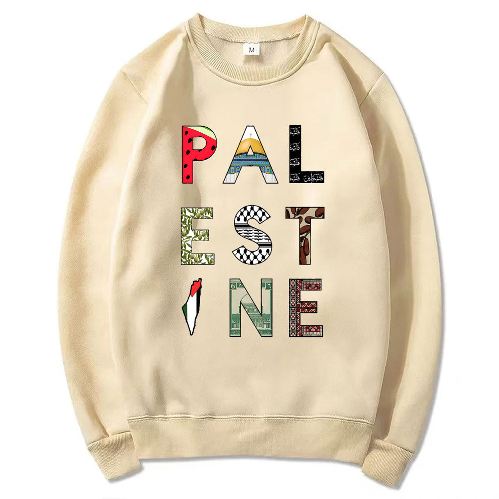 Khaki / XS Colorful Palestine Sweater | Project Palestine