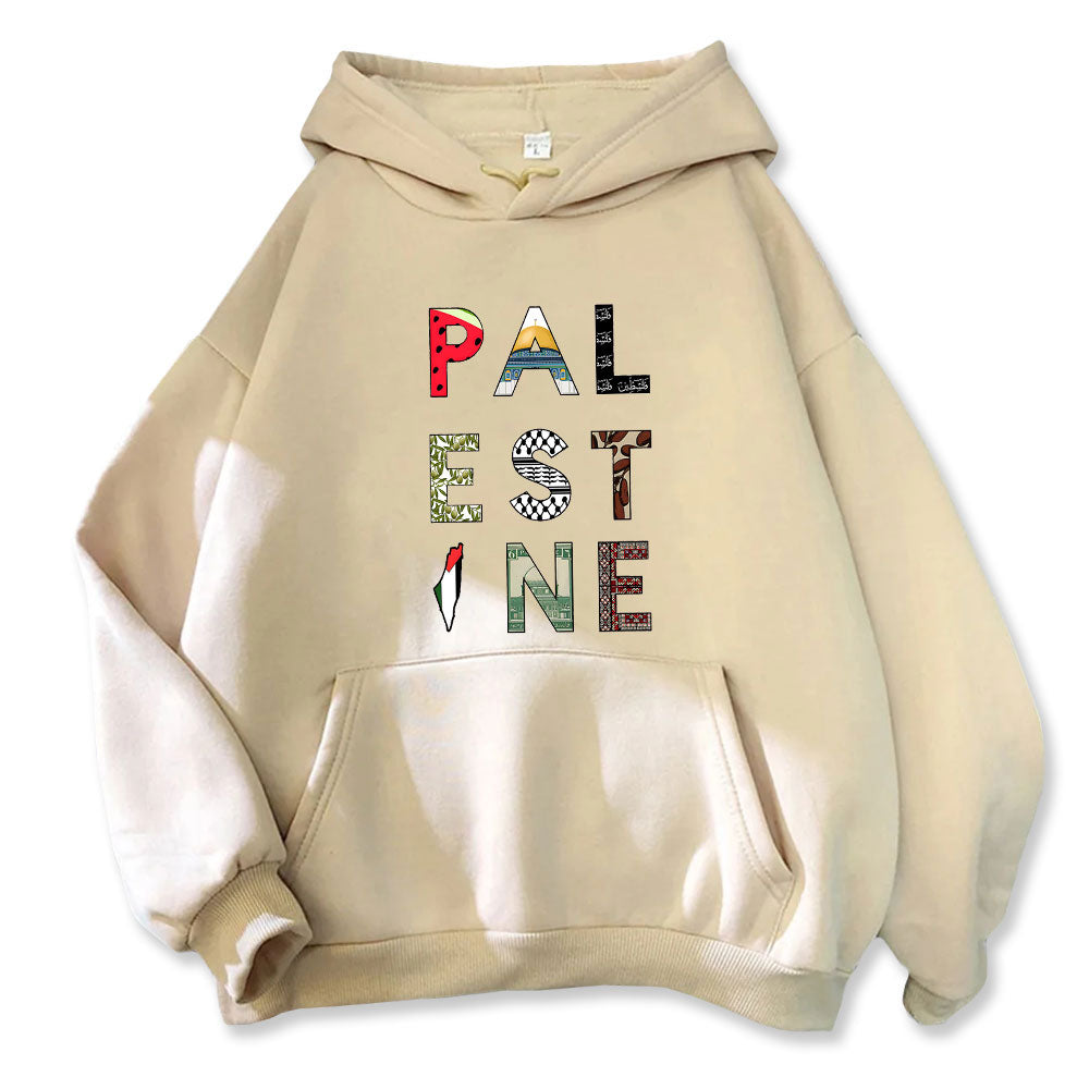 Colorful Front / Khaki / XS Colorful Palestine Hoodie | Project Palestine