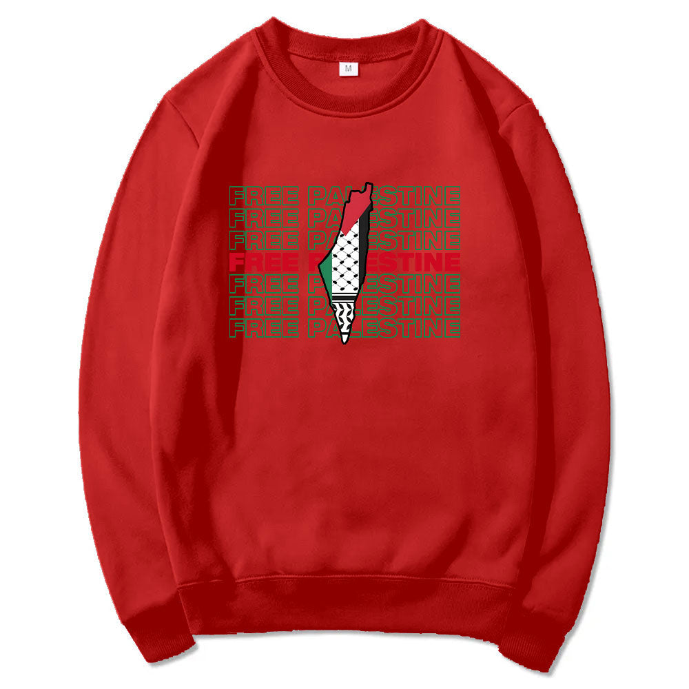 Red / XS Free Palestine Repeated & Geography Sweater | Project Palestine