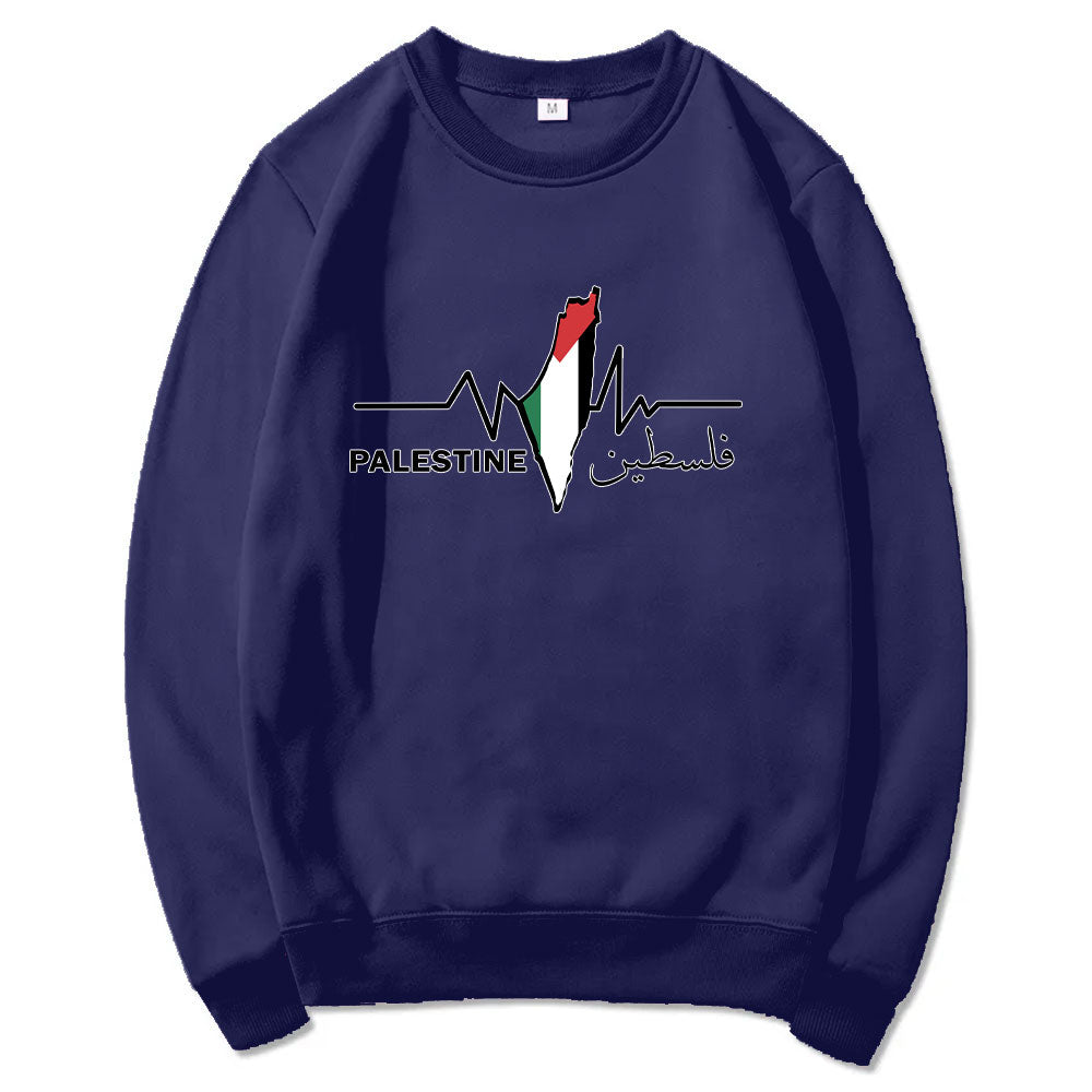 Navy Blue / XS Palestine Falasteen Heartbeat Sweater | Project Palestine