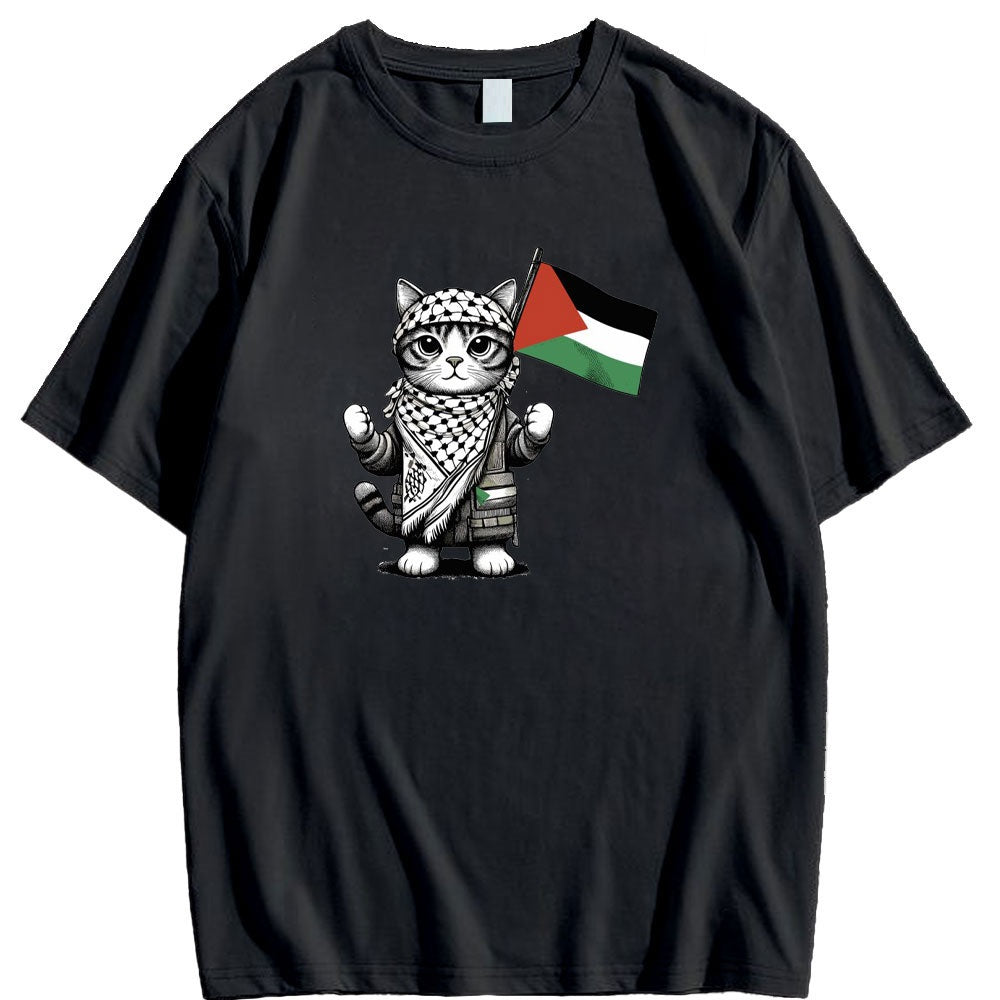 Black / XS Palestinian Cat Shirt | Project Palestine