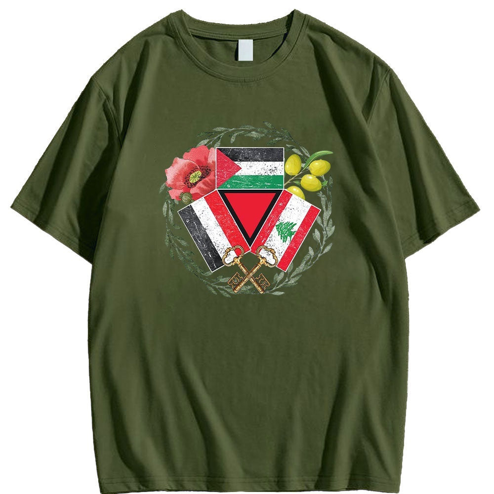 Army Green / XS Palestine Lebanon Yemen Trilogy Shirt | Project Palestine