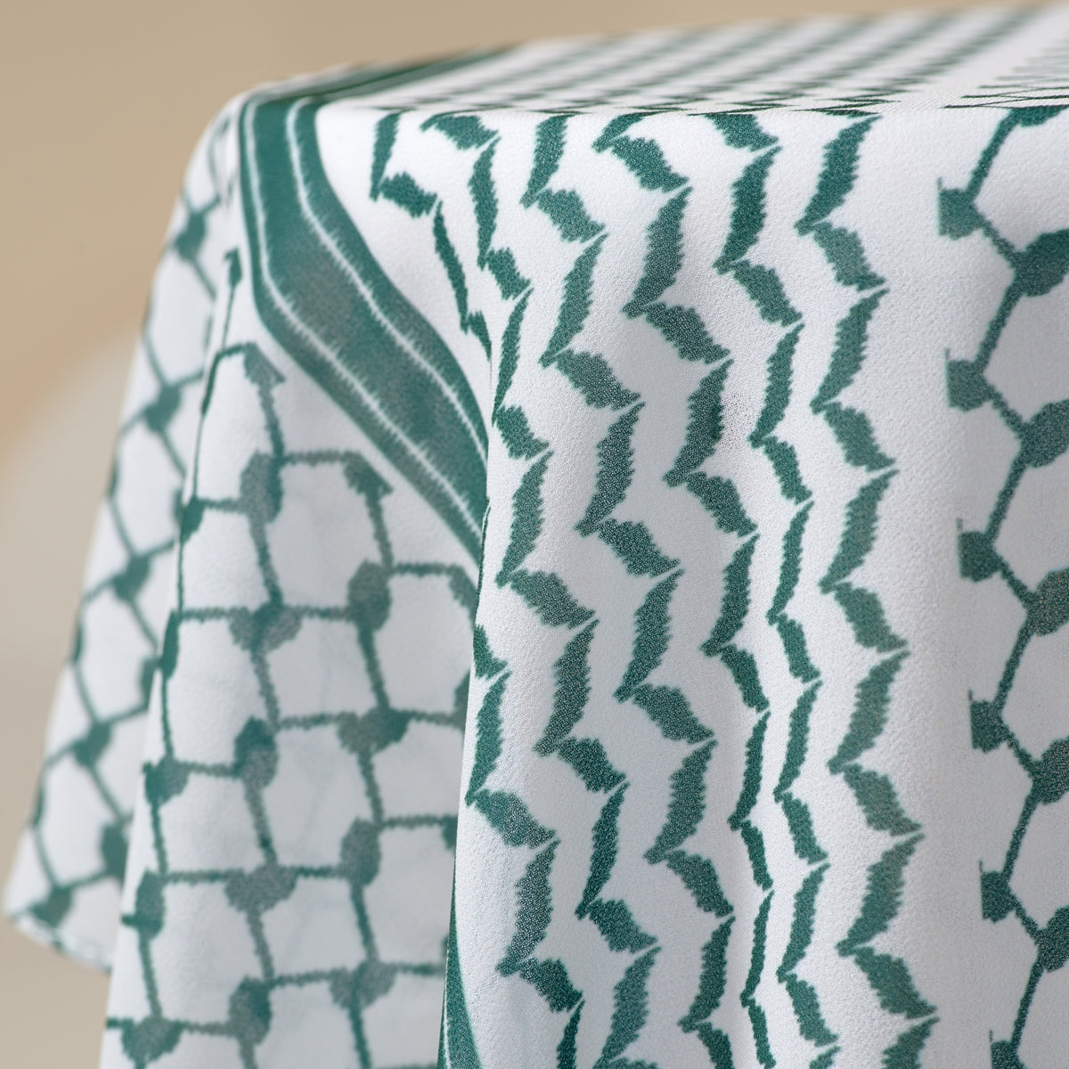 Green and White / 27.6 x 72.8 Inches (70 x 185 cm) Original Keffiyeh Scarf Hijab | Project Palestine