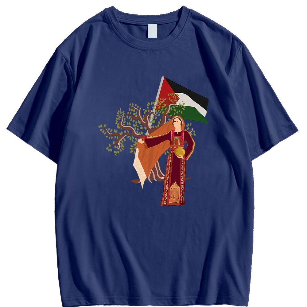 Navy Blue / XS Lady with Olive Tree Shirt | Project Palestine
