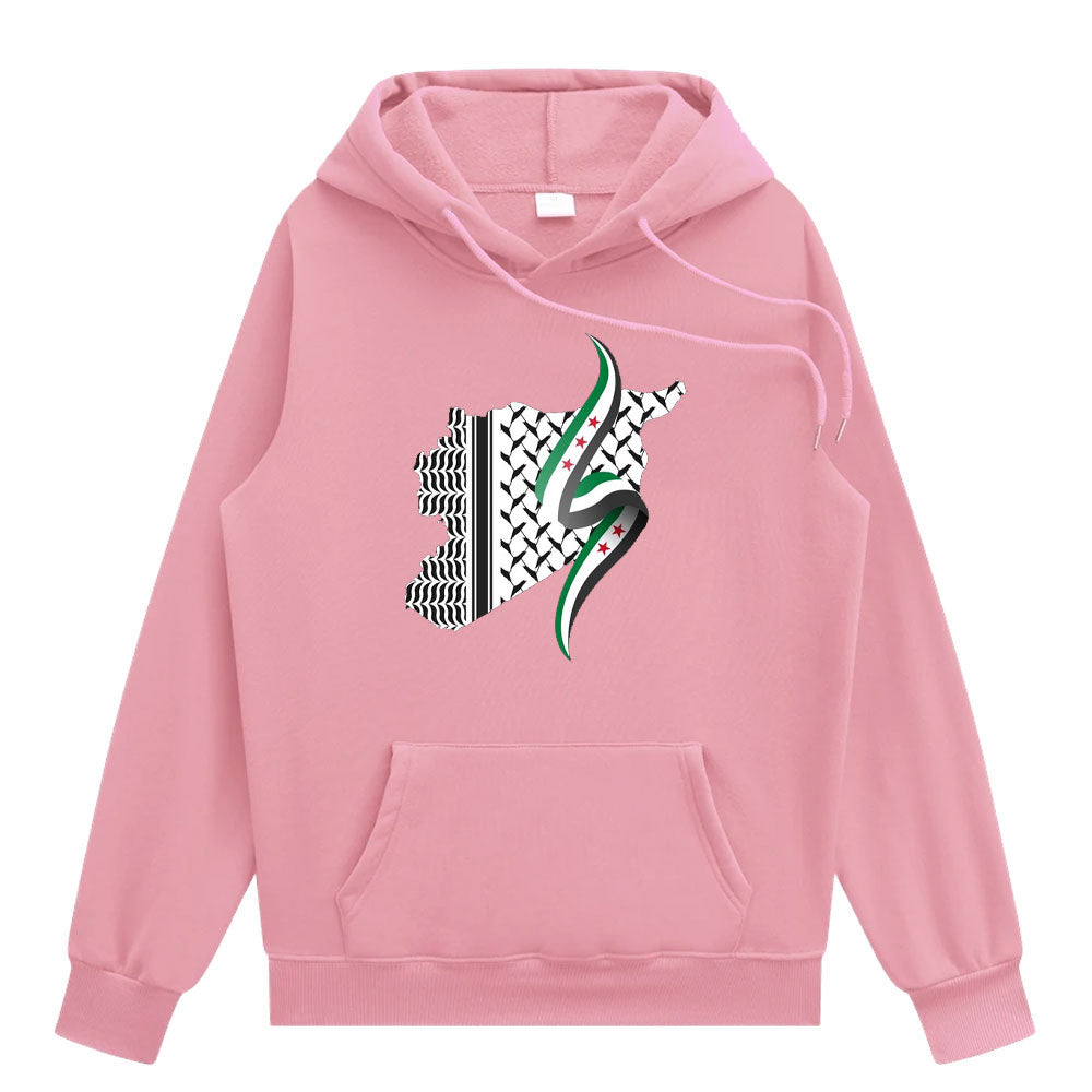 Pink / XS Syrian Keffiyeh Geography Hoodie | Project Palestine