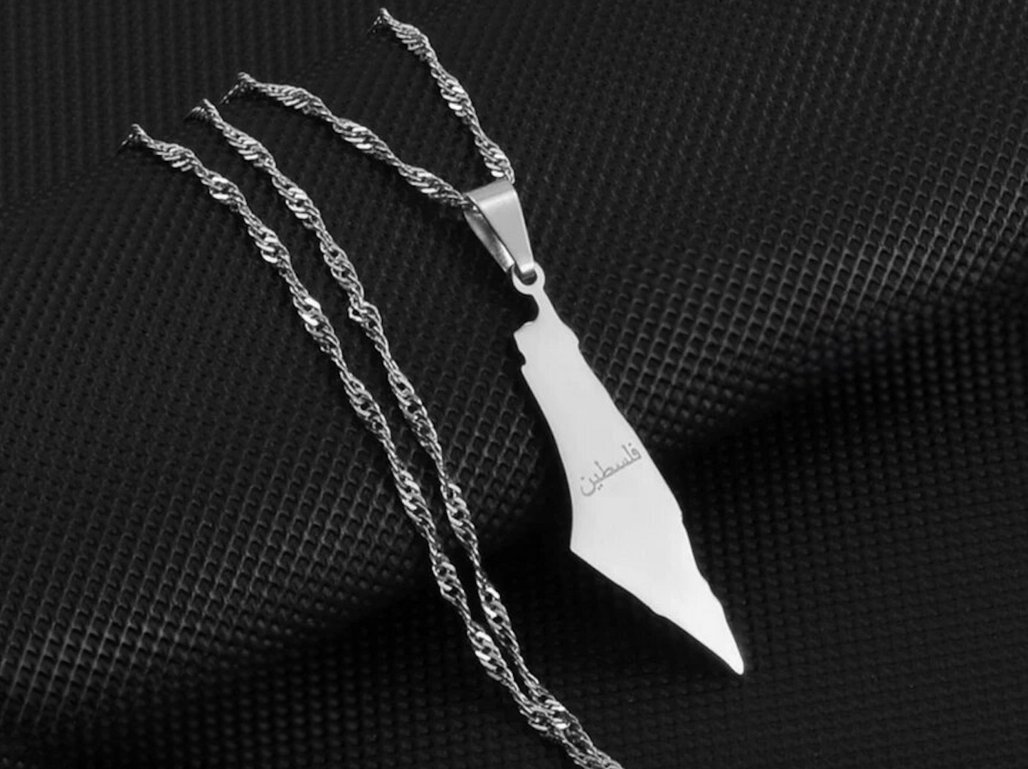 Arabic Silver / 20 Inches (50 cm) Palestine Geography Necklace/Chain | Project Palestine