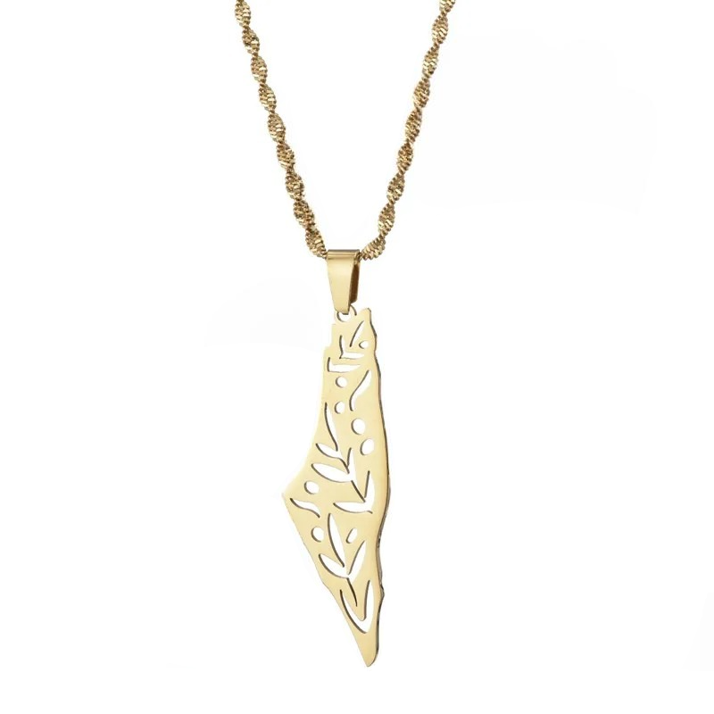Gold / 20 Inches (50 cm) Olive Tree Geography Necklace/Chain | Project Palestine