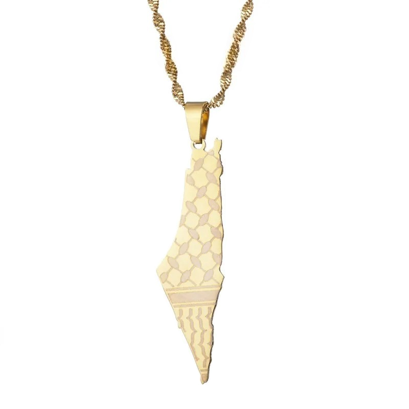 Gold / 20 Inches (50 cm) Keffiyeh Geography Necklace/Chain | Project Palestine