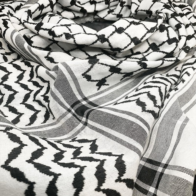 Black and White / 50 x 50 Inches (125 x 125 cm) Keffiyeh Palestinian Scarf (Original) | Project Palestine