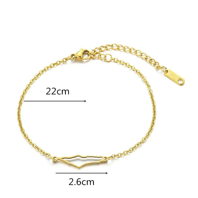Gold Metal Hollow Geography Bracelet | Project Palestine