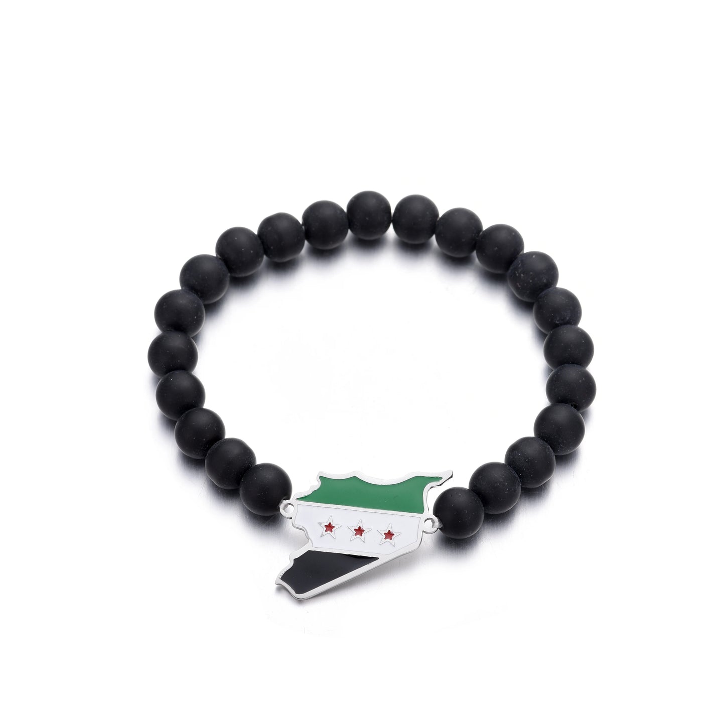 Silver Syrian Geography Beaded Bracelet | Project Palestine