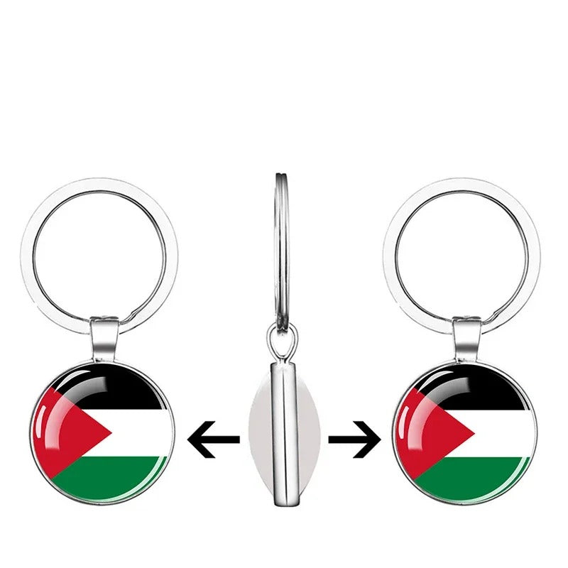 Porte-clés Circulaire avec Drapeau Palestinien