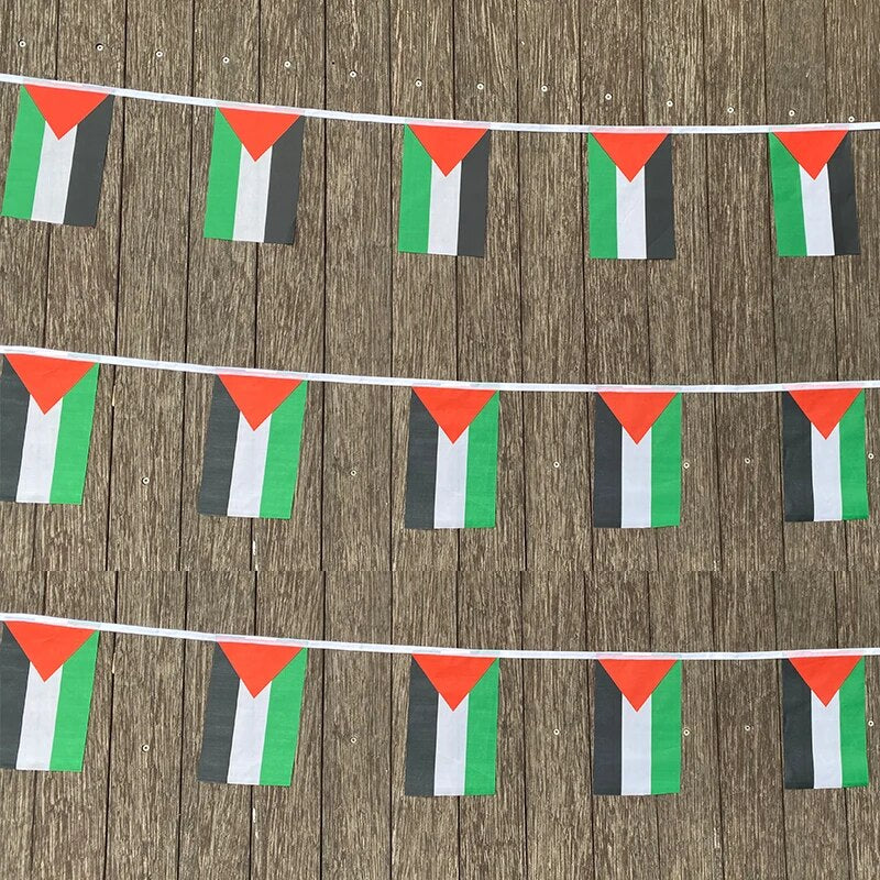 20 Pieces / 6 x 8 Inches (14 x 21 cm) String Banner Flags (20 Pieces) | Project Palestine