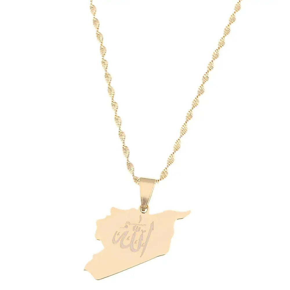 Gold / 22 Inches (55 cm) Allah & Syria Necklace/Chain | Project Palestine