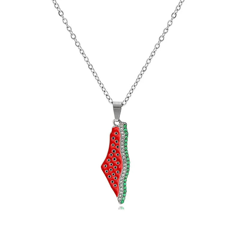 Silver / 22 Inches (55 cm) Watermelon Necklace/Chain | Project Palestine