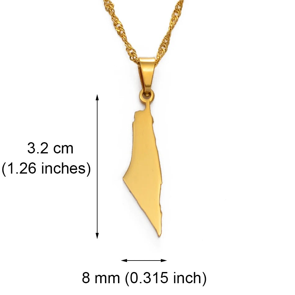 Gold / 18 Inches (45 cm) Plain Geography Necklace/Chain | Project Palestine