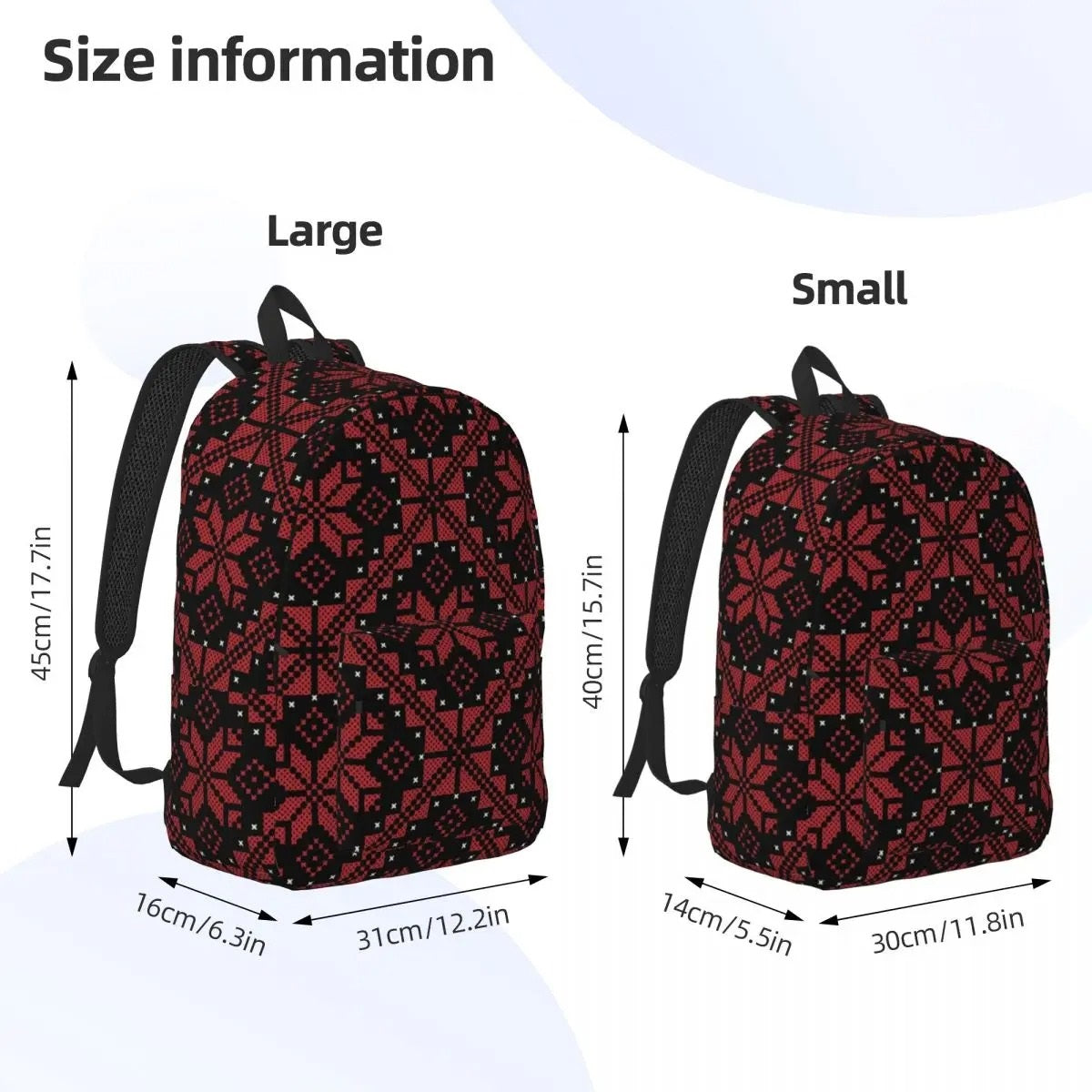 Small (15.7 x 5.5 x 11.8 inch / 40 x 14 x 30 cm) Palestinian Jordanian Tatreez Backpack | Project Palestine