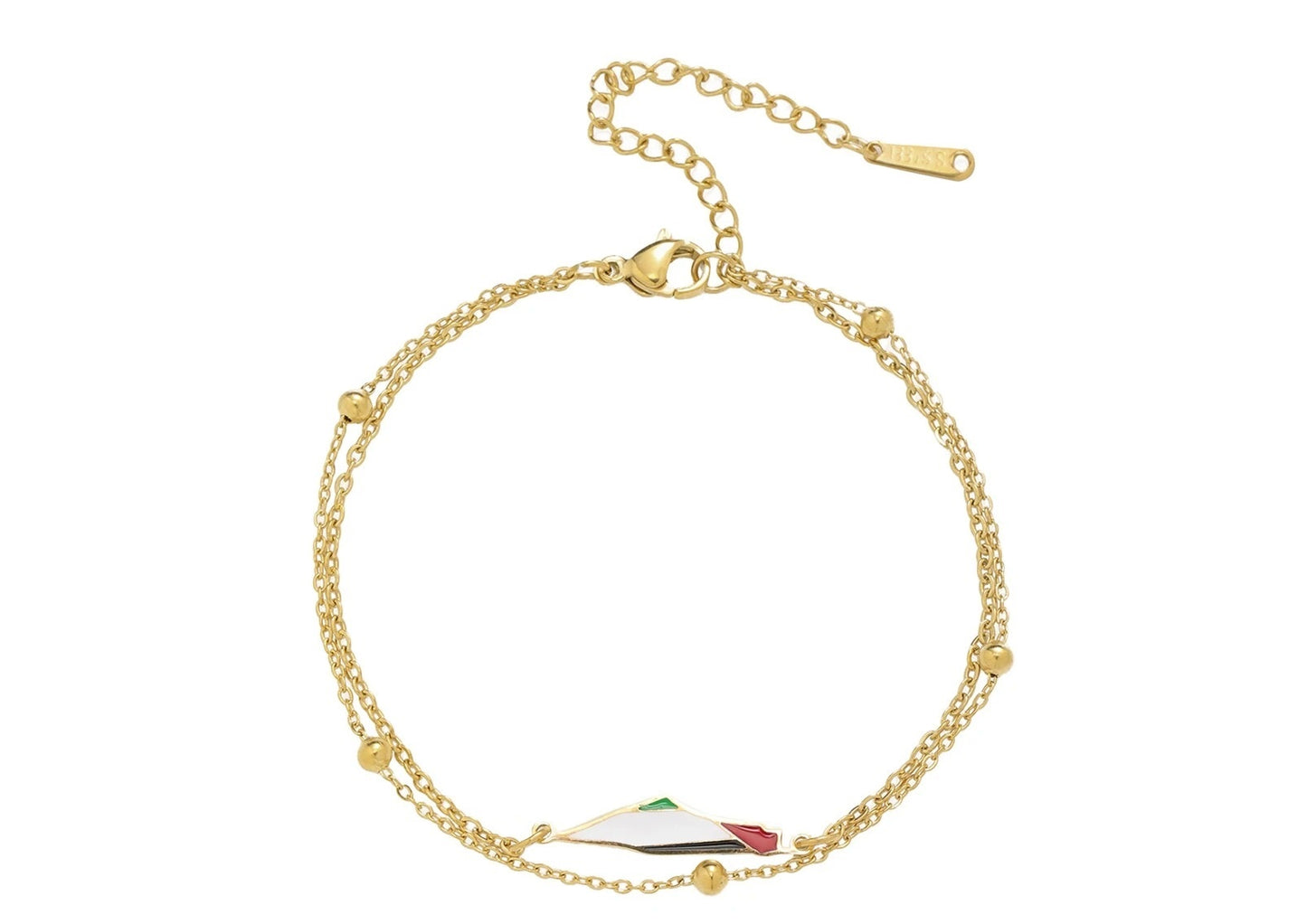 Gold (Double Layer) Metal Flag Geography Bracelet | Project Palestine