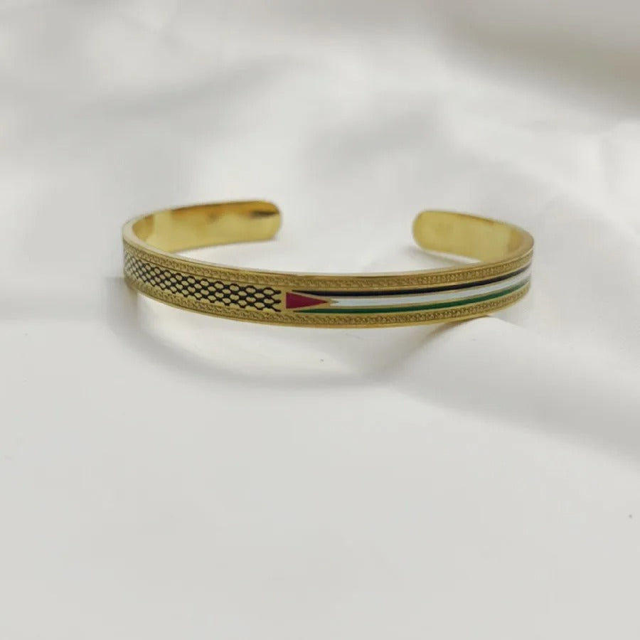 Keffiyeh & Flag (Gold) Keffiyeh Bracelet | Project Palestine