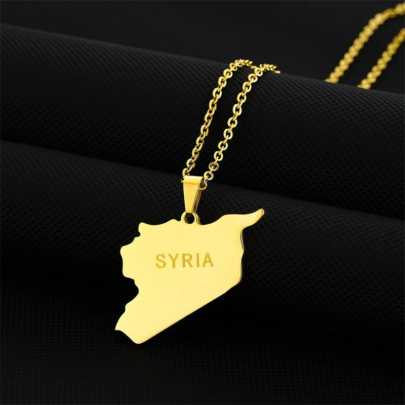 Gold / 22 Inches (55 cm) Syria English Geography Necklace/Chain | Project Palestine