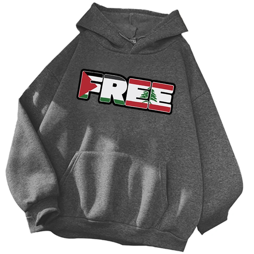 Dark Gray / XS Free Palestine & Lebanon Hoodie | Project Palestine