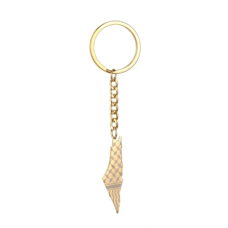 Gold Keffiyeh Geography Key Chain | Project Palestine