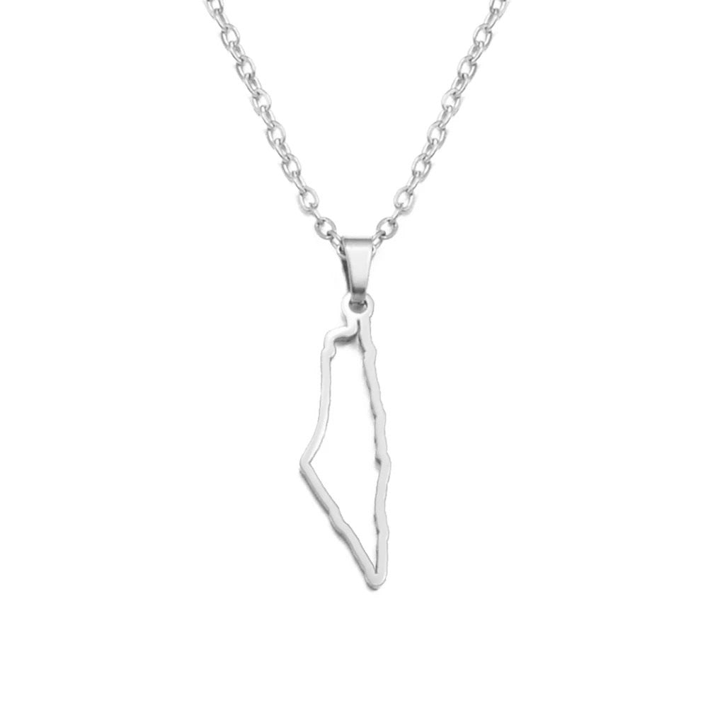 Silver / 22 Inches (55 cm) Plain Geography Hollow Necklace/Chain | Project Palestine