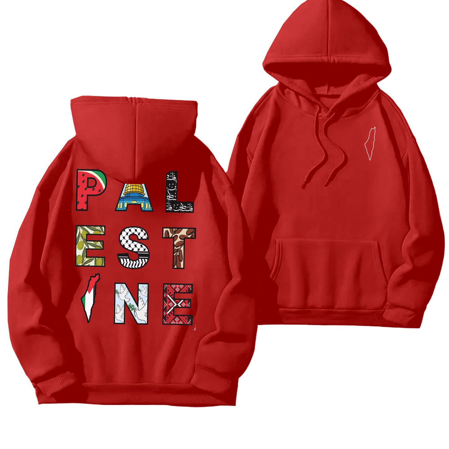 Sudadera con capucha colorida de Palestina 