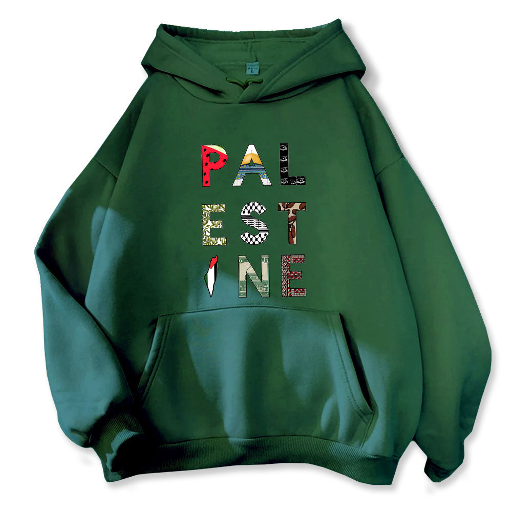 Sudadera con capucha colorida de Palestina 