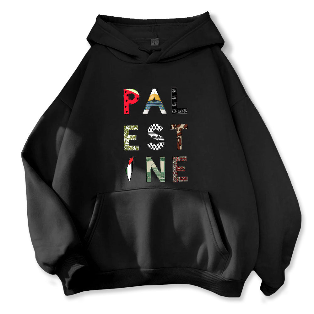 Sudadera con capucha colorida de Palestina 