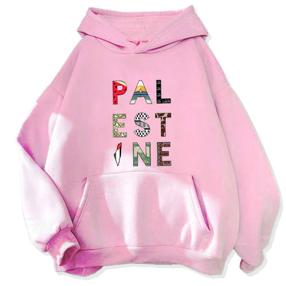 Sudadera con capucha colorida de Palestina 