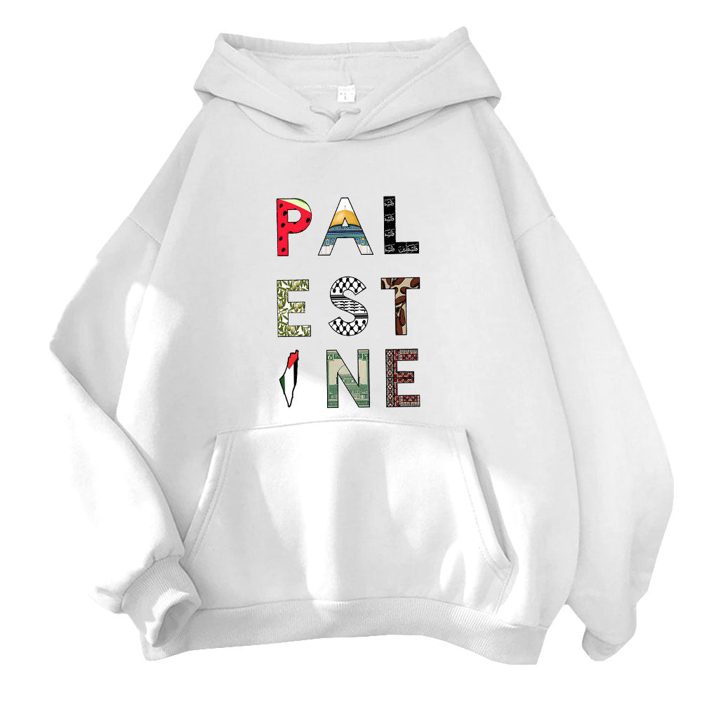 Sudadera con capucha colorida de Palestina 