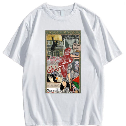 Camiseta con imágenes de la historia palestina (varios diseños disponibles)