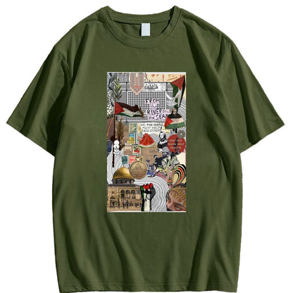 Camiseta con imágenes de la historia palestina (varios diseños disponibles)