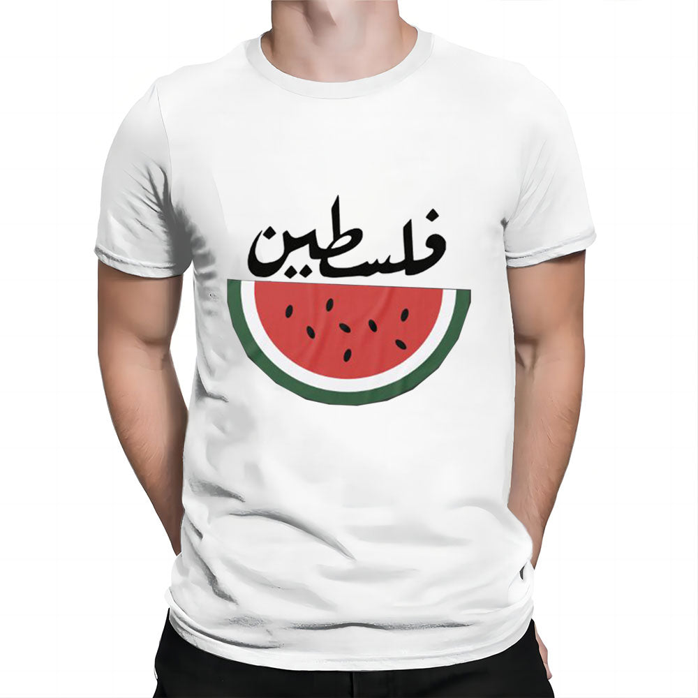 XS / White Arabic Palestine Watermelon Shirt | Project Palestine