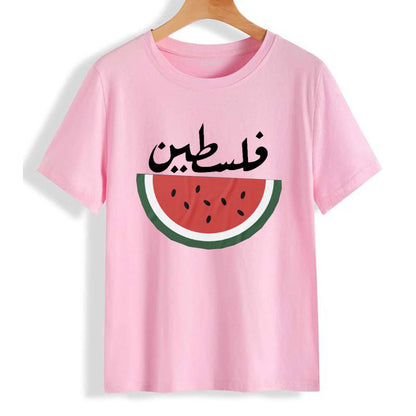 XS / Pink Arabic Palestine Watermelon Shirt | Project Palestine