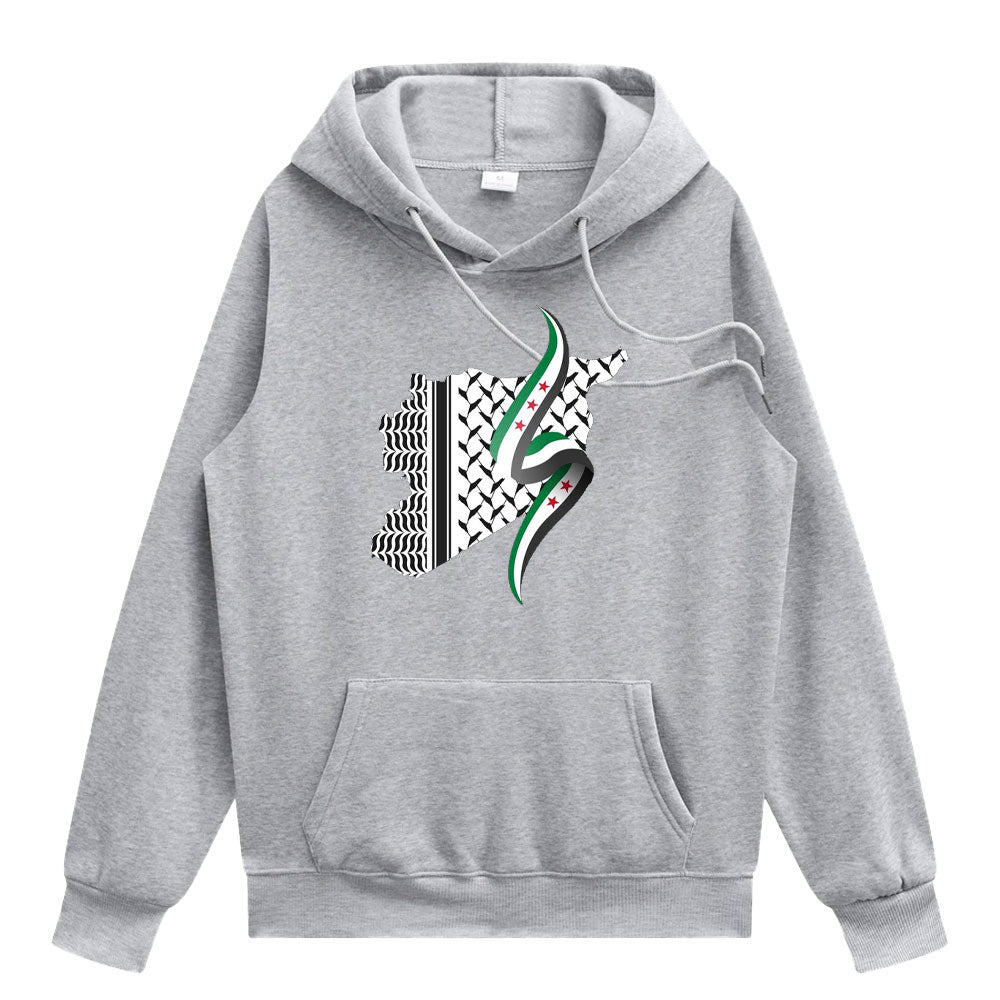 Sudadera con capucha de geografía de la keffiyeh siria