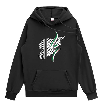 Sudadera con capucha de geografía de la keffiyeh siria