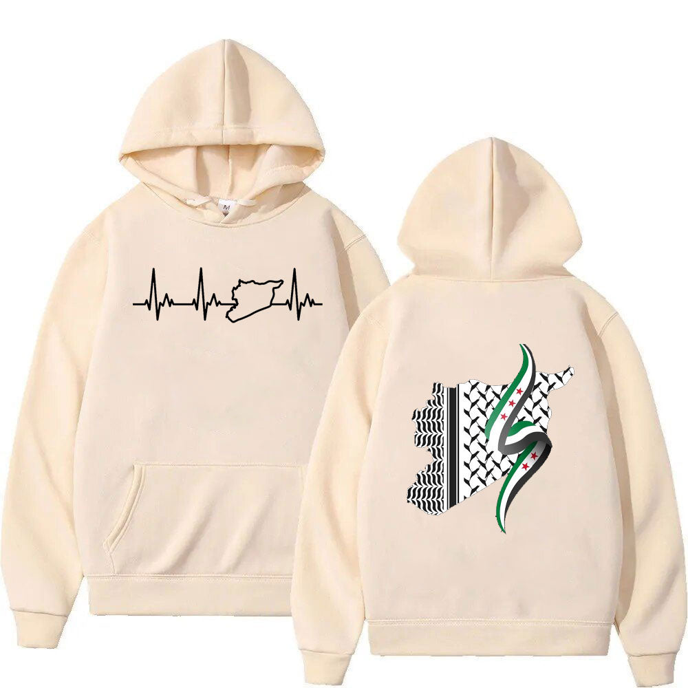 Sudadera con capucha y latidos del corazón de keffiyeh sirio