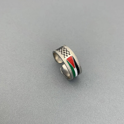 Keffiyeh y anillo con bandera