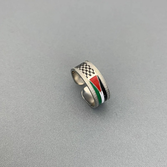 Keffiyeh y anillo con bandera