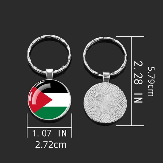 Single-sided / 2.3 Inches (5.8 cm) Palestine Circular Flag Key Chain | Project Palestine