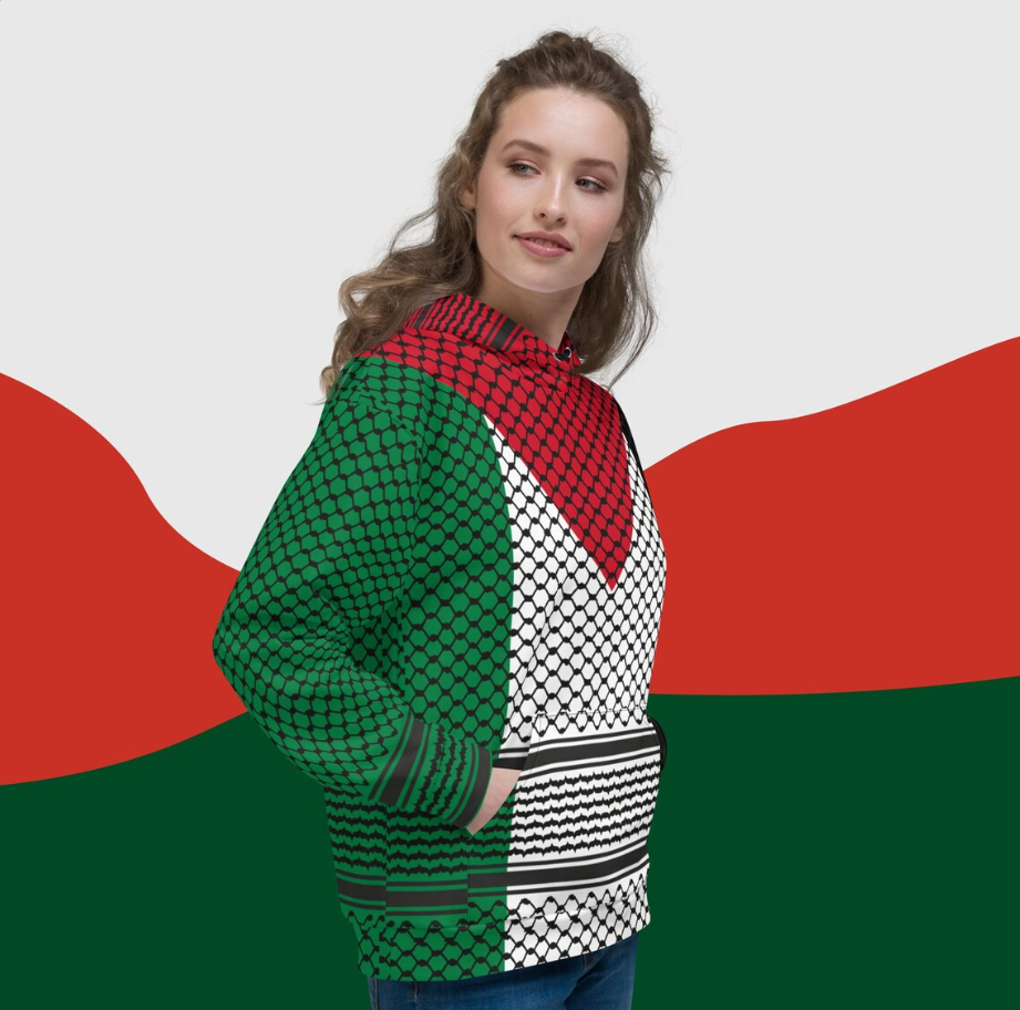 Palestine Flag & Keffiyeh Hoodie