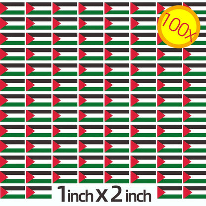 Mini pegatinas de la bandera de Palestina (100 piezas)