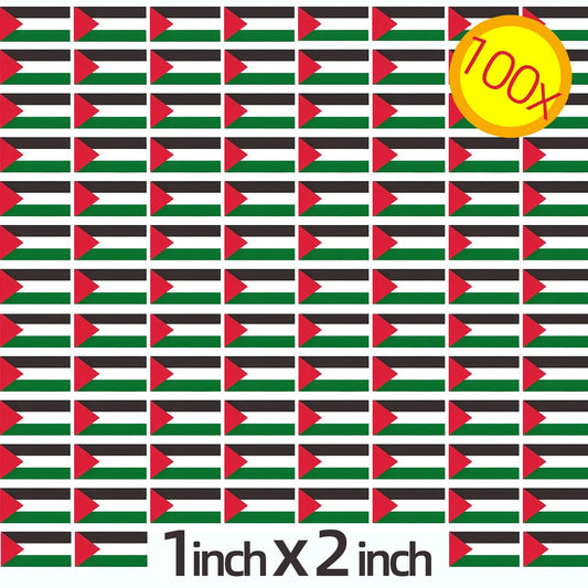 Mini pegatinas de la bandera de Palestina (100 piezas)