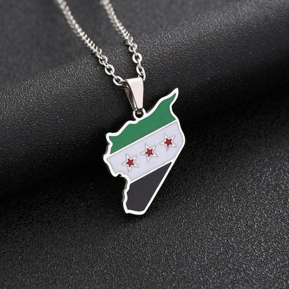 Collar/cadena con la bandera siria y su geografía