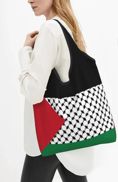 Bandera de Palestina con bolsa de keffiyeh