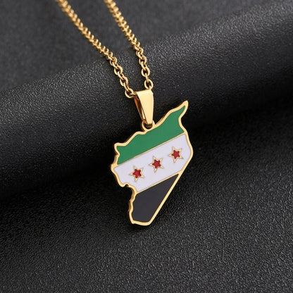 Syrian Flag Geography Necklace/Chain